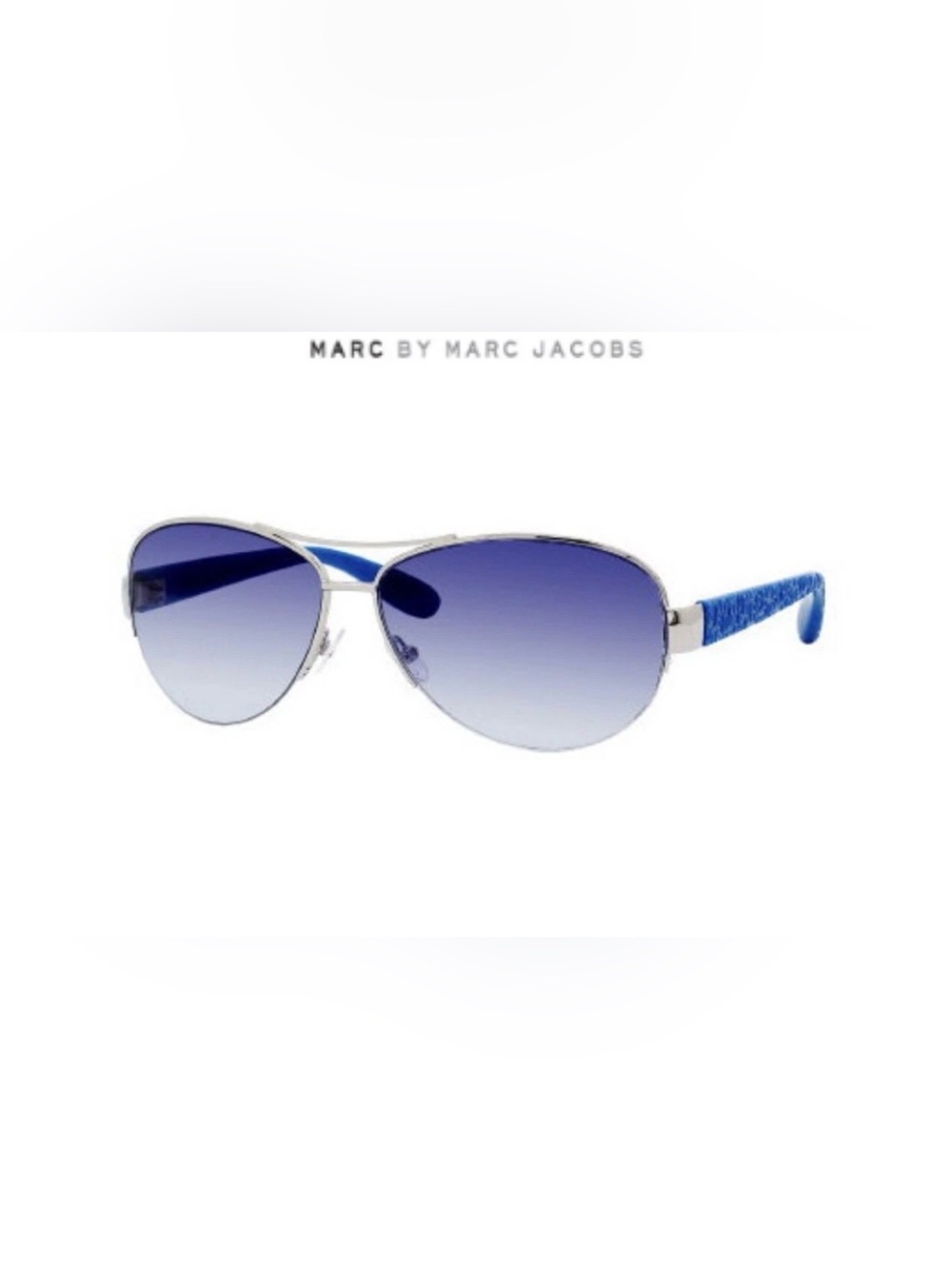 Marc by Marc Jacobs Silver Aviator Sunglasses with Blue Gradient Lenses